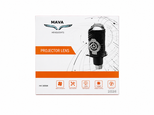 هدلایت لنزدار H4 ماوا زرد ۳۰۰۰K اقساطی به همراه یه جفت لامپ SMD ژله ای رایگان